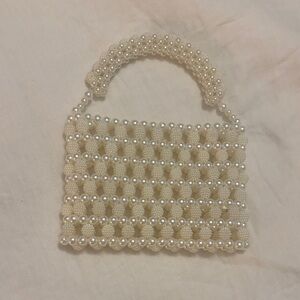 Elegant Cream Beaded pearl  Handbag